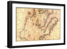 Portolan Map of Italy, Sicily, North Africa and the Mediterranean-Battista Agnese-Framed Art Print