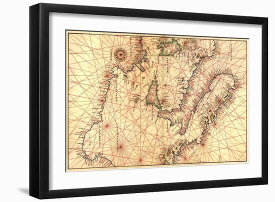 Portolan Map of Italy, Sicily, North Africa and the Mediterranean-Battista Agnese-Framed Art Print