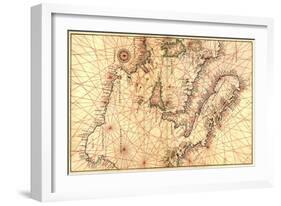 Portolan Map of Italy, Sicily, North Africa and the Mediterranean-Battista Agnese-Framed Art Print