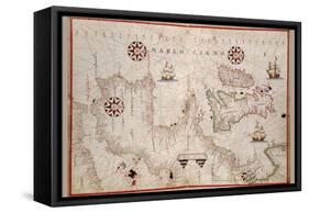Portolan Map of Spain, England, Ireland and France-Joan Oliva-Framed Stretched Canvas