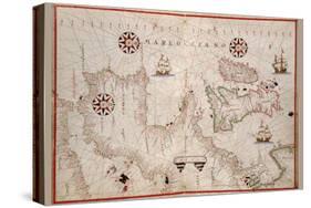 Portolan Map of Spain, England, Ireland and France-Joan Oliva-Stretched Canvas