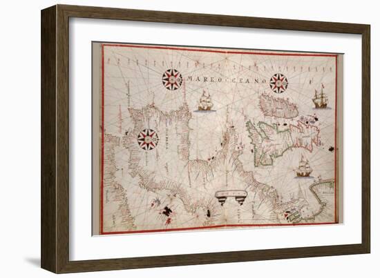 Portolan Map of Spain, England, Ireland and France-Joan Oliva-Framed Art Print