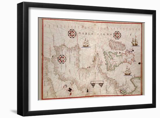 Portolan Map of Spain, England, Ireland and France-Joan Oliva-Framed Art Print