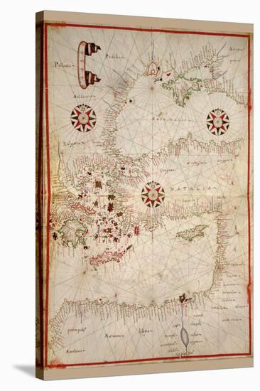 Portolan Map of Turkey, Mediterranean, Adriatic and the Agean-Joan Oliva-Stretched Canvas