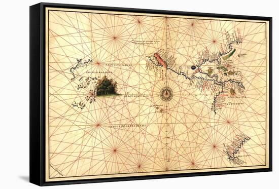 Portolan Map of Western Hemisphere Showing What Will Become the US, Panama and South America-Battista Agnese-Framed Stretched Canvas