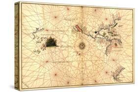 Portolan Map of Western Hemisphere Showing What Will Become the US, Panama and South America-Battista Agnese-Stretched Canvas