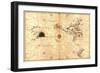 Portolan Map of Western Hemisphere Showing What Will Become the US, Panama and South America-Battista Agnese-Framed Art Print