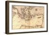 Portolan or Navigational Map of Greece, the Mediterranean and the Levant-Battista Agnese-Framed Art Print