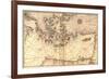 Portolan or Navigational Map of Greece, the Mediterranean and the Levant-Battista Agnese-Framed Premium Giclee Print