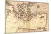 Portolan or Navigational Map of Greece, the Mediterranean and the Levant-Battista Agnese-Mounted Premium Giclee Print