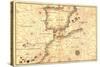 Portolan or Navigational Map of the Spain, Gibraltar and North Africa-Battista Agnese-Stretched Canvas