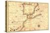 Portolan or Navigational Map of the Spain, Gibraltar and North Africa-Battista Agnese-Stretched Canvas