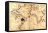 Portolan World Map-Joan Oliva-Framed Stretched Canvas