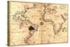 Portolan World Map-Joan Oliva-Stretched Canvas