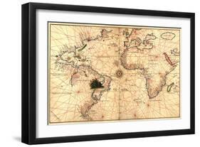 Portolan World Map-Joan Oliva-Framed Art Print