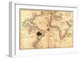 Portolan World Map-Joan Oliva-Framed Art Print