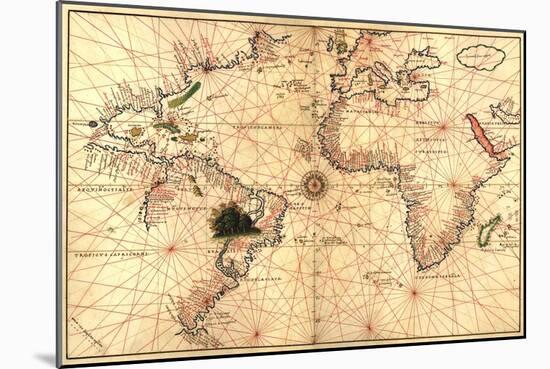 Portolan World Map-Joan Oliva-Mounted Art Print