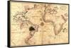 Portolan World Map-Joan Oliva-Framed Stretched Canvas