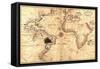Portolan World Map-Joan Oliva-Framed Stretched Canvas