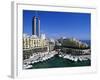 Portomaso Marina with Exclusive Apartments and Hilton Hotel, Paceville, St. Julian`S, Malta, Medite-Stuart Black-Framed Photographic Print