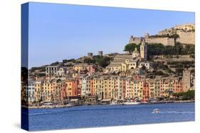 Portovenere (Porto Venere), UNESCO World Heritage, harbourfront houses, church and castle, Italy-Eleanor Scriven-Stretched Canvas