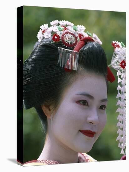 Portrait, Apprentice Geisha (Maiko), Woman Dressed in Traditional Costume, Japan-null-Stretched Canvas