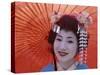Portrait, Apprentice Geisha (Maiko), Woman Dressed in Traditional Costume, Japan-null-Stretched Canvas