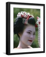 Portrait, Apprentice Geisha (Maiko), Woman Dressed in Traditional Costume, Japan-null-Framed Photographic Print