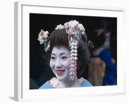 Portrait, Apprentice Geisha (Maiko), Woman Dressed in Traditional Costume, Japan-null-Framed Photographic Print