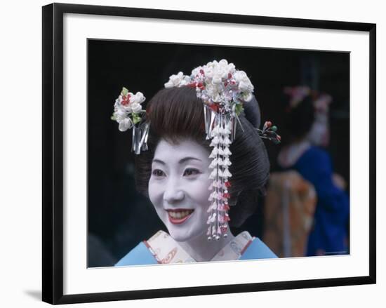 Portrait, Apprentice Geisha (Maiko), Woman Dressed in Traditional Costume, Japan-null-Framed Photographic Print