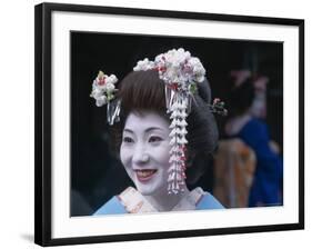 Portrait, Apprentice Geisha (Maiko), Woman Dressed in Traditional Costume, Japan-null-Framed Photographic Print