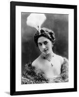 Portrait around, 1900 of the famous Dutch dancer MATA HARI, in a white dress (b/w photo)-null-Framed Photo