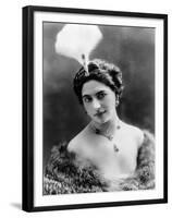 Portrait around, 1900 of the famous Dutch dancer MATA HARI, in a white dress (b/w photo)-null-Framed Photo