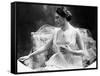 Portrait around, 1900 of the famous Dutch dancer MATA HARI, in a white dress (b/w photo)-null-Framed Stretched Canvas