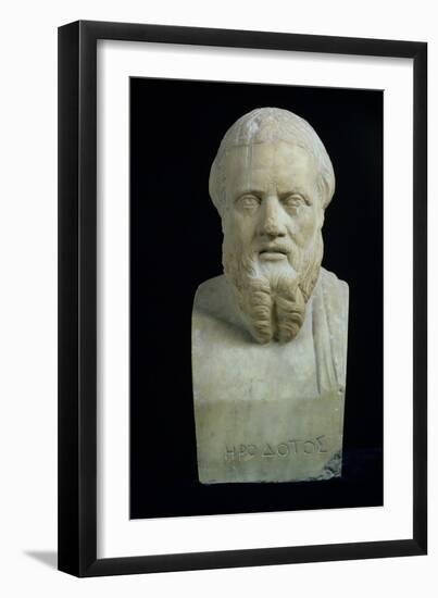 Portrait Bust of Herodotus, Copy of Greek 4th Century BC Original-null-Framed Giclee Print