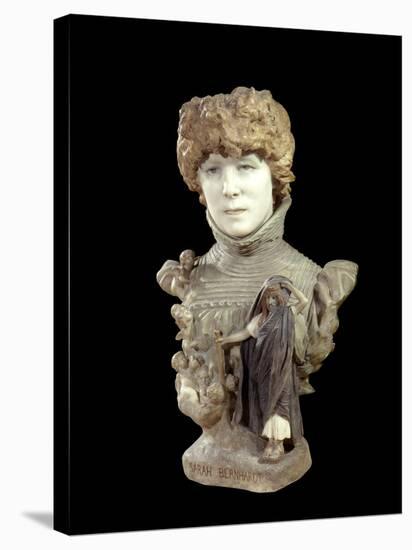 Portrait Bust of Sarah Bernhardt by Jean Leon Gerome-null-Stretched Canvas