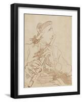 Portrait-charge de Lemonnier jouant de la flûte-Francois Andre Vincent-Framed Giclee Print