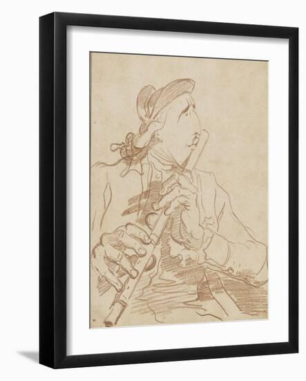 Portrait-charge de Lemonnier jouant de la flûte-Francois Andre Vincent-Framed Giclee Print