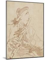 Portrait-charge de Lemonnier jouant de la flûte-Francois Andre Vincent-Mounted Giclee Print