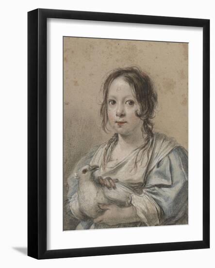 Portrait d'Angélique Vouet vers cinq ans tenant une colombe-Simon Vouet-Framed Giclee Print