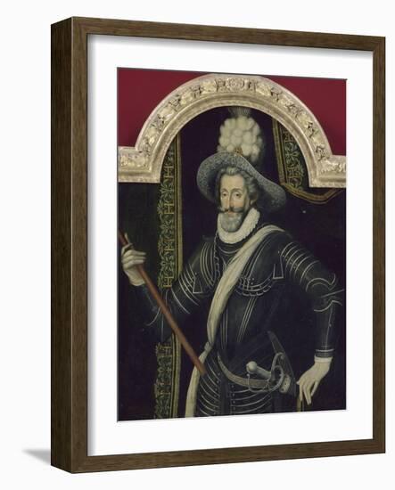 Portrait d'Henri IV en cuirasse et panache blanc, roi de France et de Navarre (1553-1610)-null-Framed Giclee Print