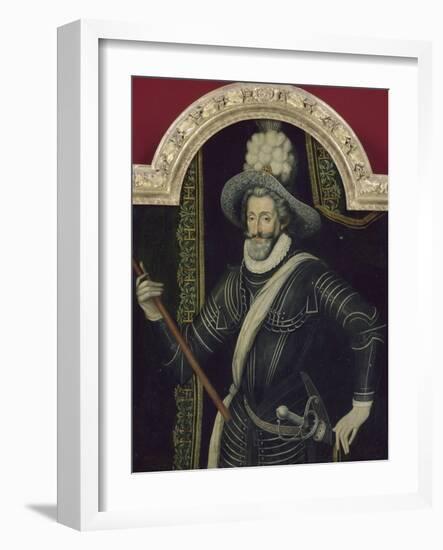 Portrait d'Henri IV en cuirasse et panache blanc, roi de France et de Navarre (1553-1610)-null-Framed Giclee Print