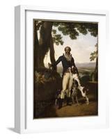 Portrait d'un chasseur avec ses chiens dans un paysage, dit Portrait d'Alexandre Dumas père-Louis Gauffier-Framed Giclee Print