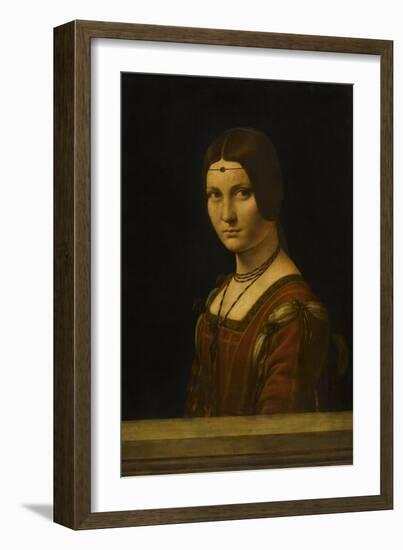 Portrait d'une dame de la cour de Milan, dit à tort "la belle ferronnière"-Léonard de Vinci-Framed Giclee Print