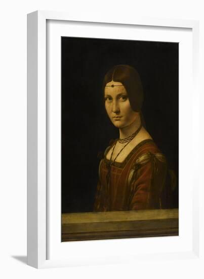 Portrait d'une dame de la cour de Milan, dit à tort "la belle ferronnière"-Léonard de Vinci-Framed Giclee Print