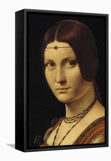 Portrait d'une dame de la cour de Milan, dit à tort "la belle ferronnière"-Léonard de Vinci-Framed Stretched Canvas