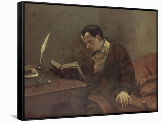 Portrait de Baudelaire-Gustave Courbet-Framed Stretched Canvas