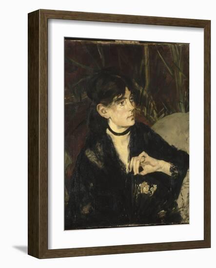 Portrait de Berthe Morisot à l'éventail-Edouard Manet-Framed Giclee Print