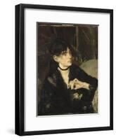 Portrait de Berthe Morisot à l'éventail-Edouard Manet-Framed Giclee Print