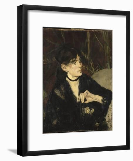 Portrait de Berthe Morisot à l'éventail-Edouard Manet-Framed Giclee Print